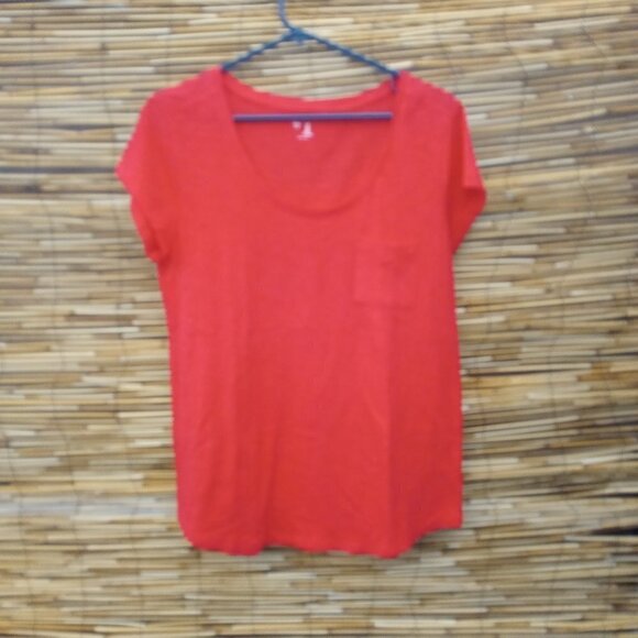 Gap Orange Scoop Neck Short Sleeve Pocket Tee - M - Picture 2 of 7